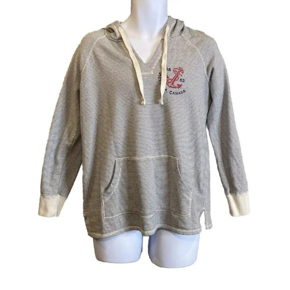 Tall Ships Trading Co Victoria Canada Sweatshirt Large Blue Striped V Neck - Picture 1 of 8